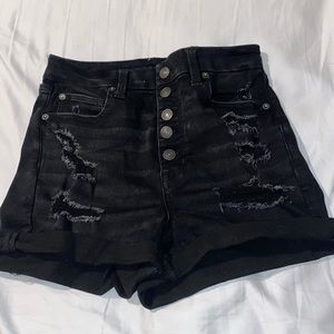 AE black high waisted jean shorts